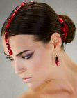 Indian wedding hairstyle with red beads