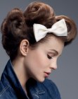 Hair up style with a bow tie