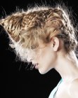 Cone shape updo with woven tresses