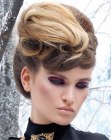 Up-style with a frontal braid and Goth elements