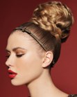 Updo with a braided bun and a headband