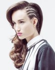 Hairstyle with cornrow braids and curls