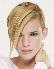 Blonde updo with crimped hair