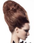 Very modern updo with a beehive shape