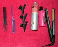 Tools to create a bob with beach curls