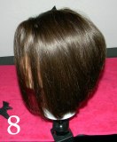 Blow-dry the fringe area of an angled bob