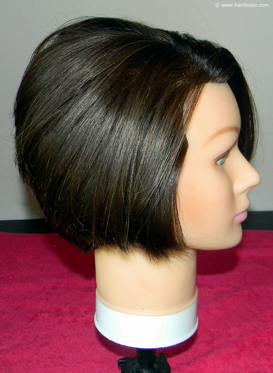 Image of Angled bob short blow dried hair