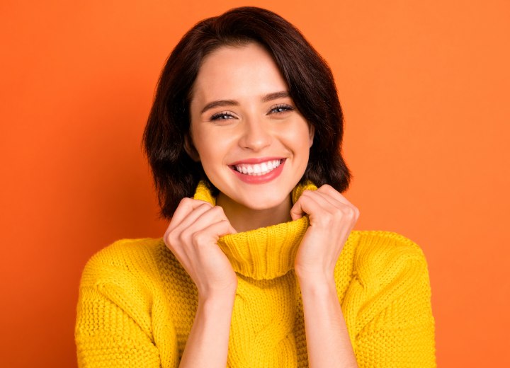 Female model wearing a beautiful cosy turtleneck