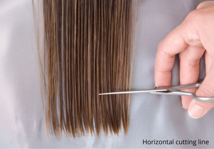 What a hair cutting line is - Sample of a horizontal cutting line