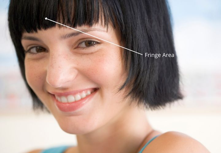 Where the fringe area of a haircut is
