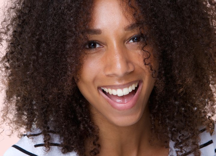 Long African hair with spiral curls