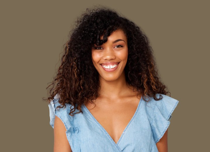 Black girl with long curly hair