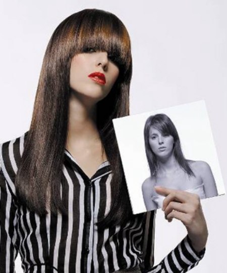 Long hair with heavy fringe photo