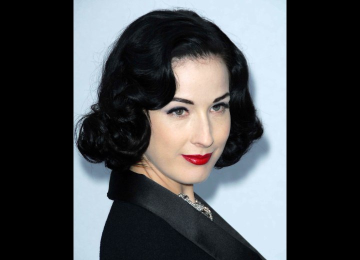 Dita Von Teese wearing her hair in a shoulder length pageboy