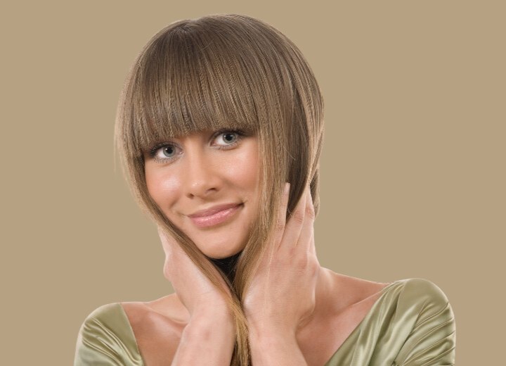 Woman wearing her hair with long bangs