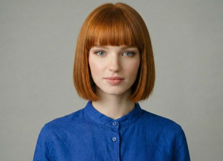 red hair in a bob cut