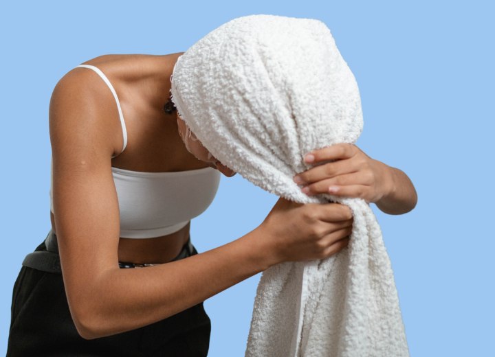 Towel-drying hair