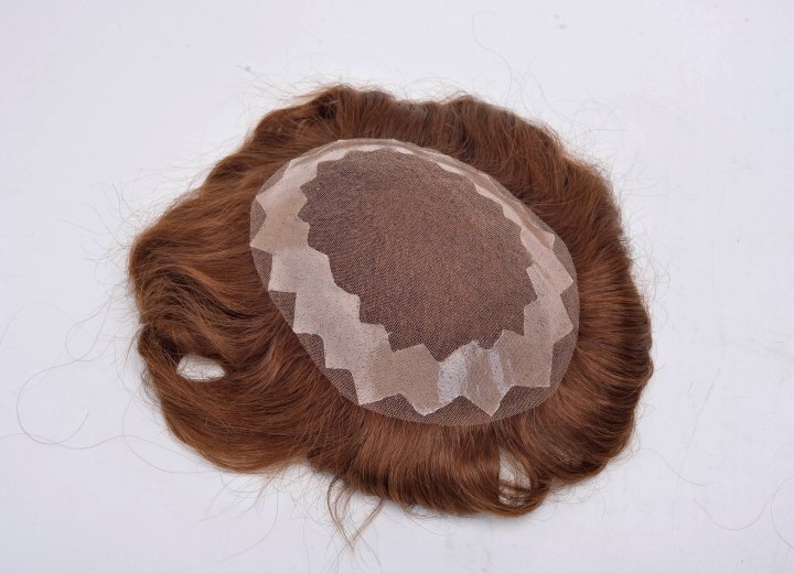 Close-up photo of a wig, showing how it is made