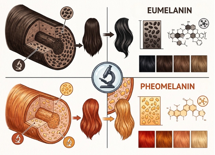 Eumelanina e feomelanina che determinano il colore dei tuoi capelli