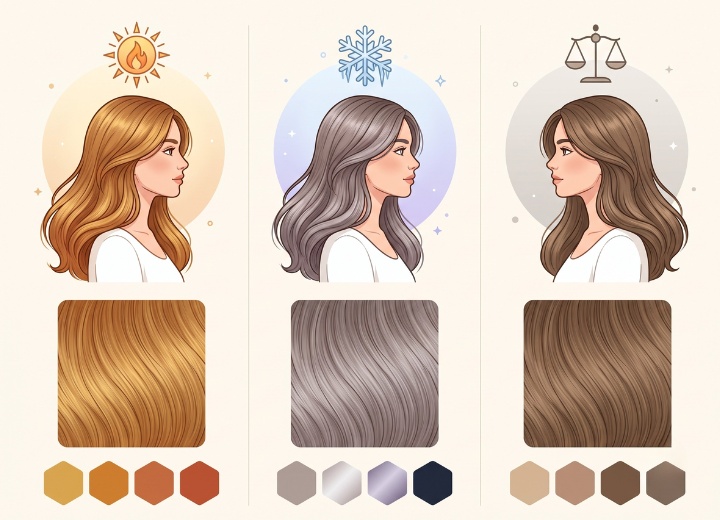 Toni di capelli caldi, freddi e neutri