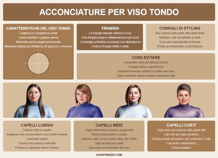 Infografica - Acconciature per visi tondi