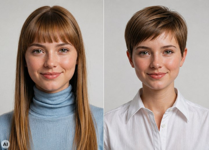 Taglio di capelli corto che fa sembrare una donna più matura e grande