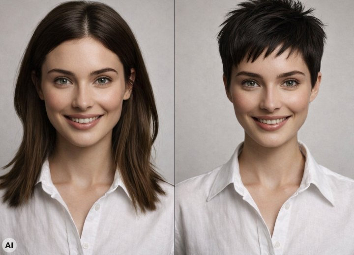 Trasformazione da capelli lunghi a corti