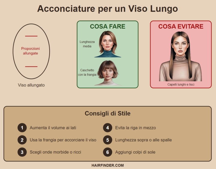 Infografica - Acconciature per viso allungato