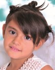 Updo with textured side bangs for little girls