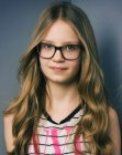 Long hairstyle for teenage girls who are wearing glasses