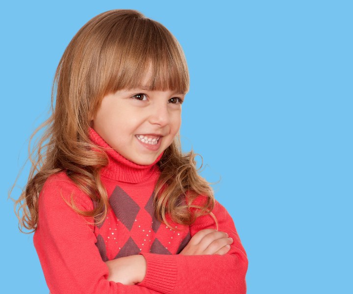 Hairstyle for a little girl with bangs
