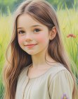 Past the shoulders hairstyle for young girls