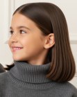 Long just above the shoulders bob