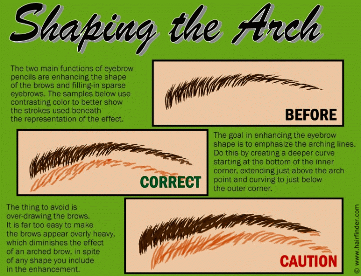 Shaping the arch of eyebrows