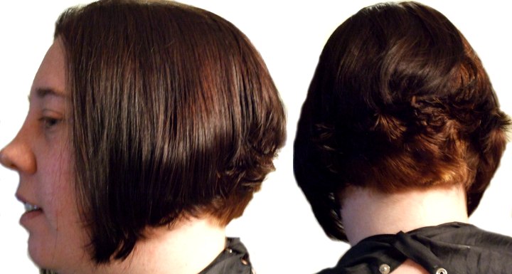 After stacked bob hair makeover