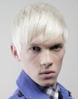 Retro 1980s masculine hairstyle for bleached hair