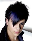 Men's hairstyle with punkish and gothic elements