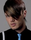 Men's hairstyle with layers and a sleek finish