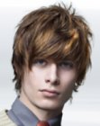 Dynamic hairstyle with long bangs for boys