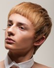 Short haircut with curved bangs for boys