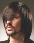 Shoulder length hairstyle with bangs for men