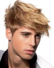 Feathery haircut with curved lines for men