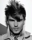 Male fashion haircut with finger styling