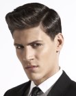 Career hairstyle with pomade for men