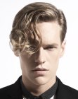 Professional haircut with coiled bangs for men