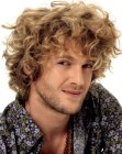 Curly shag for men with blonde hair