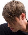 Male hair with diagonal styling