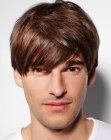 Male bowl cut with overlapping layers