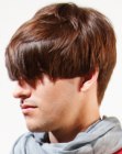 Straight hairstyle with steep angles for men