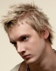 Men's haircut with a spiky surface